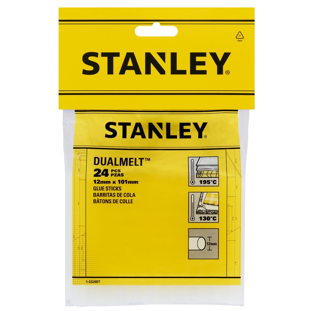 Bâtons de colle diamètre 11,5 mm, longueur 100 mm - sachet de 24 pièces - 1-GS20DT - STANLEY