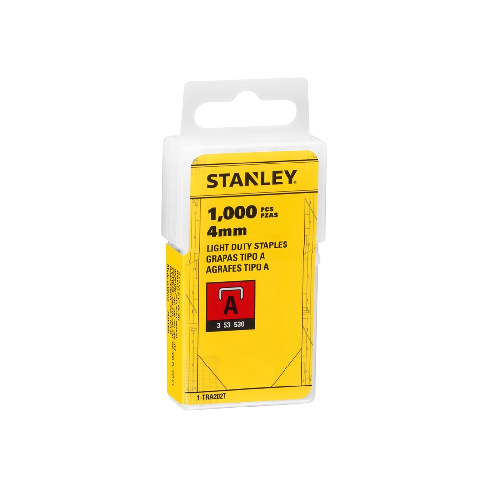 Agrafes 4 mm type A - boite de 1000 pièces - 1-TRA202T - STANLEY