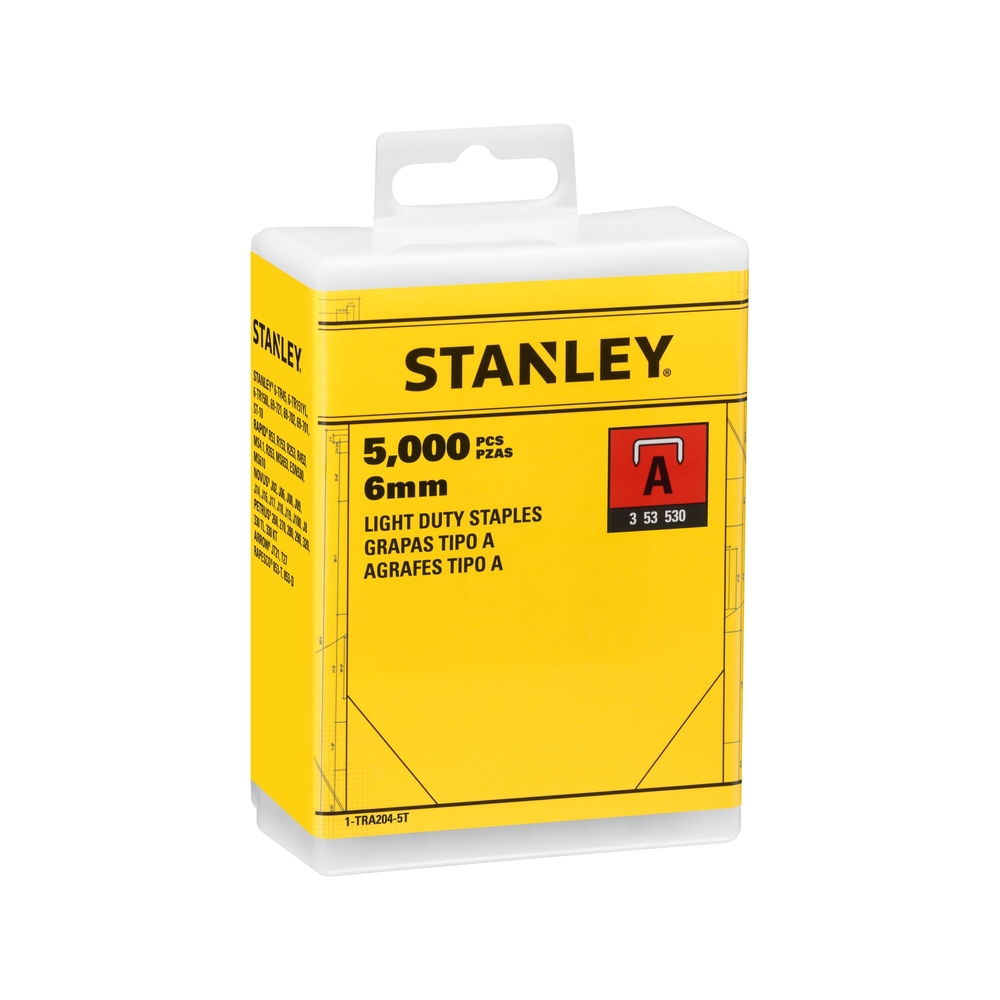 Agrafes 6 mm type A - boite de 5000 pièces - 1-TRA204-5T - STANLEY