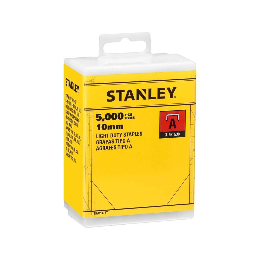 Agrafes 10 mm type A - boite de 5000 pièces - 1-TRA206-5T - STANLEY