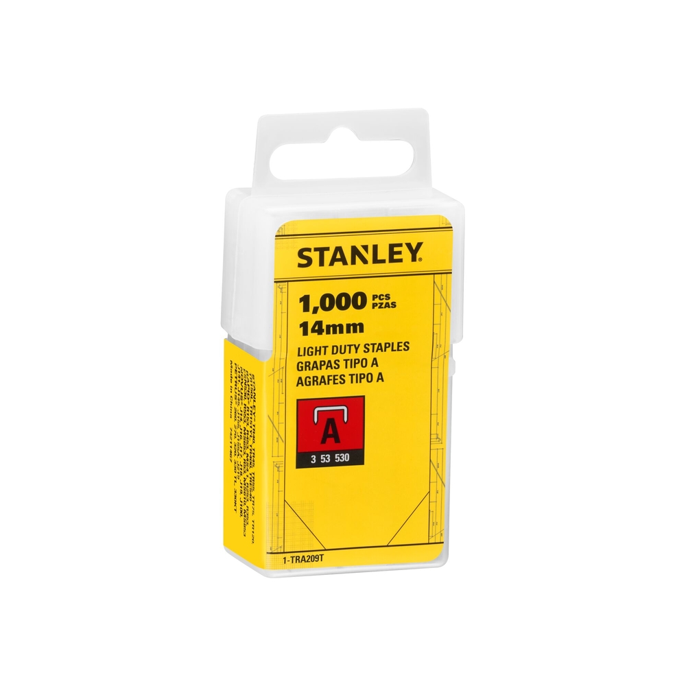 Agrafes 14 mm type A - boite de 1000 pièces - 1-TRA209T - STANLEY