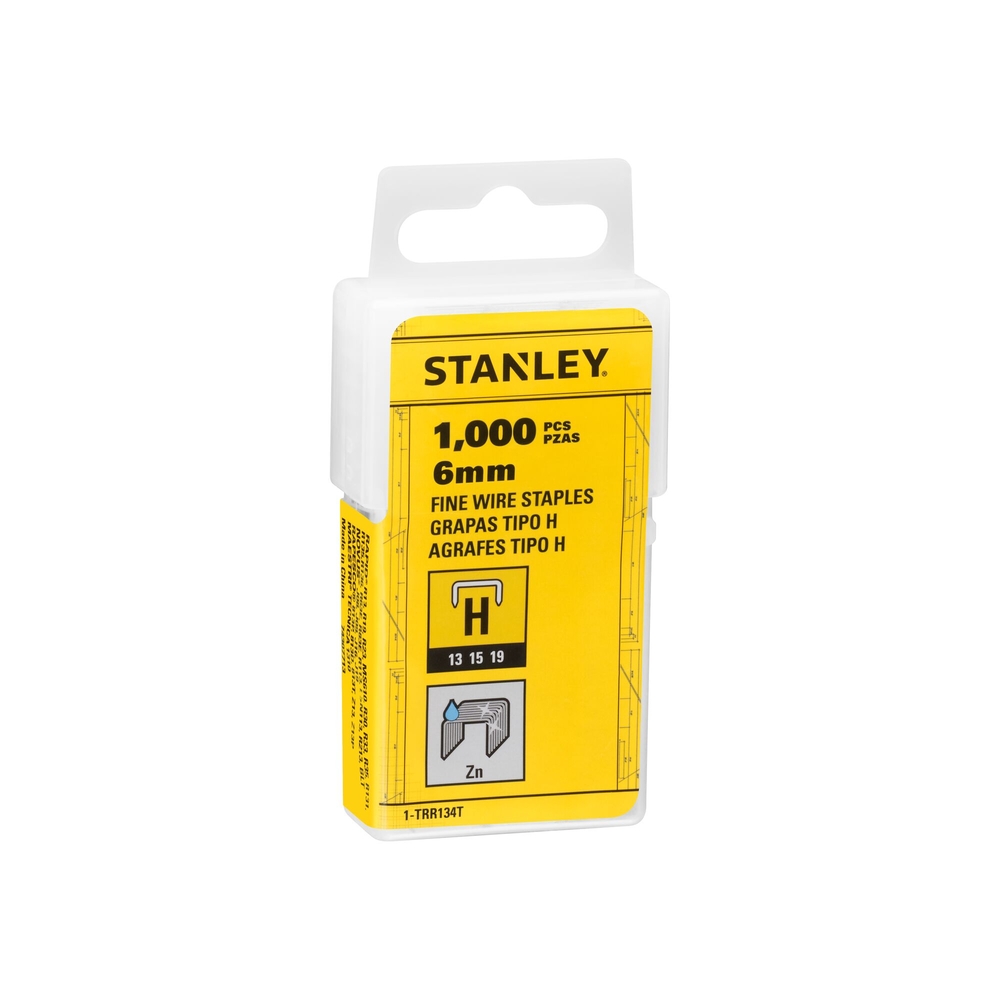 Agrafes 6 mm type H - boite de 1000 pièces - 1-TRR134T - STANLEY