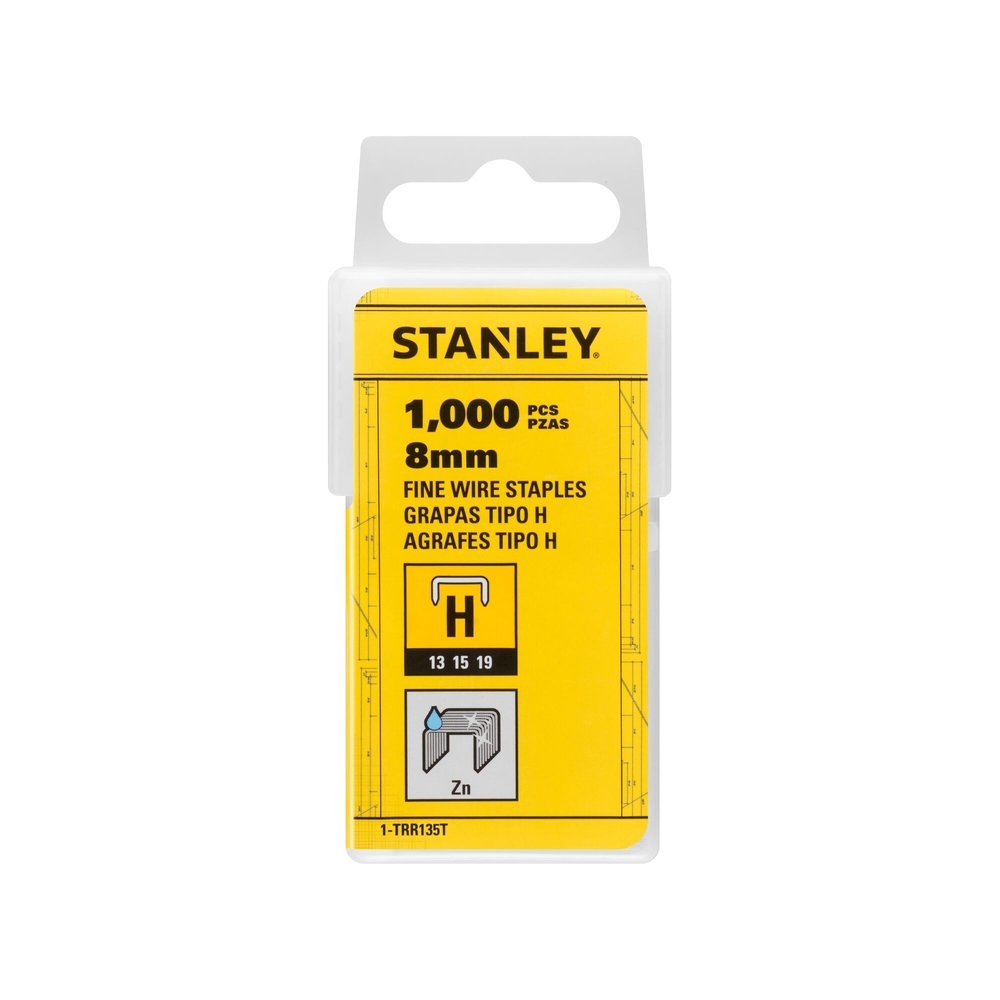 Agrafes 8 mm type H - boite de 1000 pièces - 1-TRR135T - STANLEY