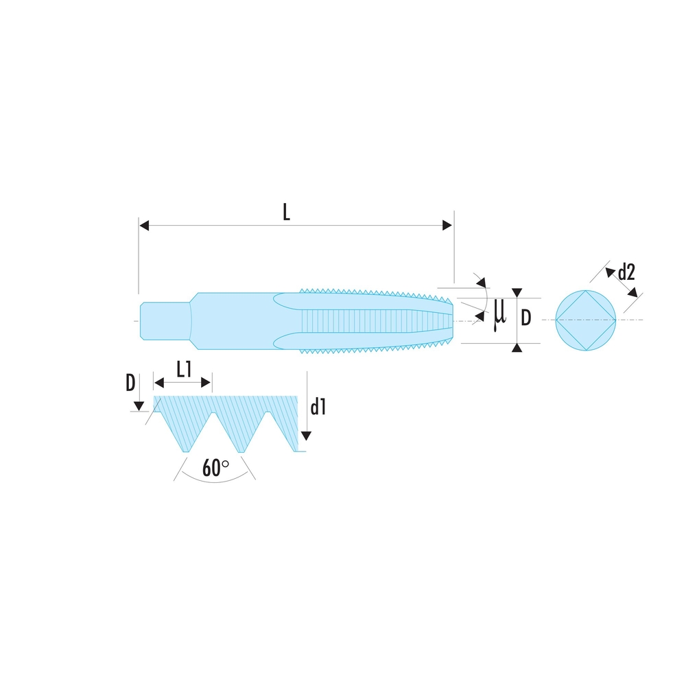 Jeu de 2 tarauds standards M3 x 0,5 mm ébaucheur et finisseur - FACOM - 227.3X50T2