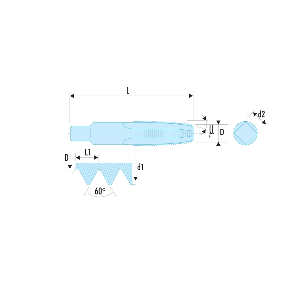 Jeu de 3 tarauds standards M5 x 0,8 mm ébaucheur intermédiaire et finisseur - FACOM - 227.5X80T3