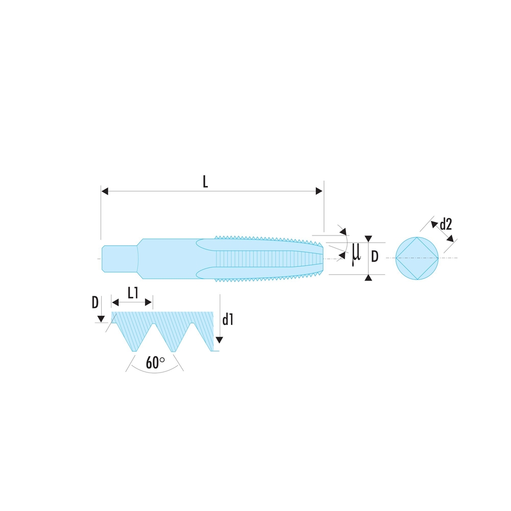 Jeu de 3 tarauds standards M6 x 1 mm ébaucheur intermédiaire et finisseur - FACOM - 227.6X100T3
