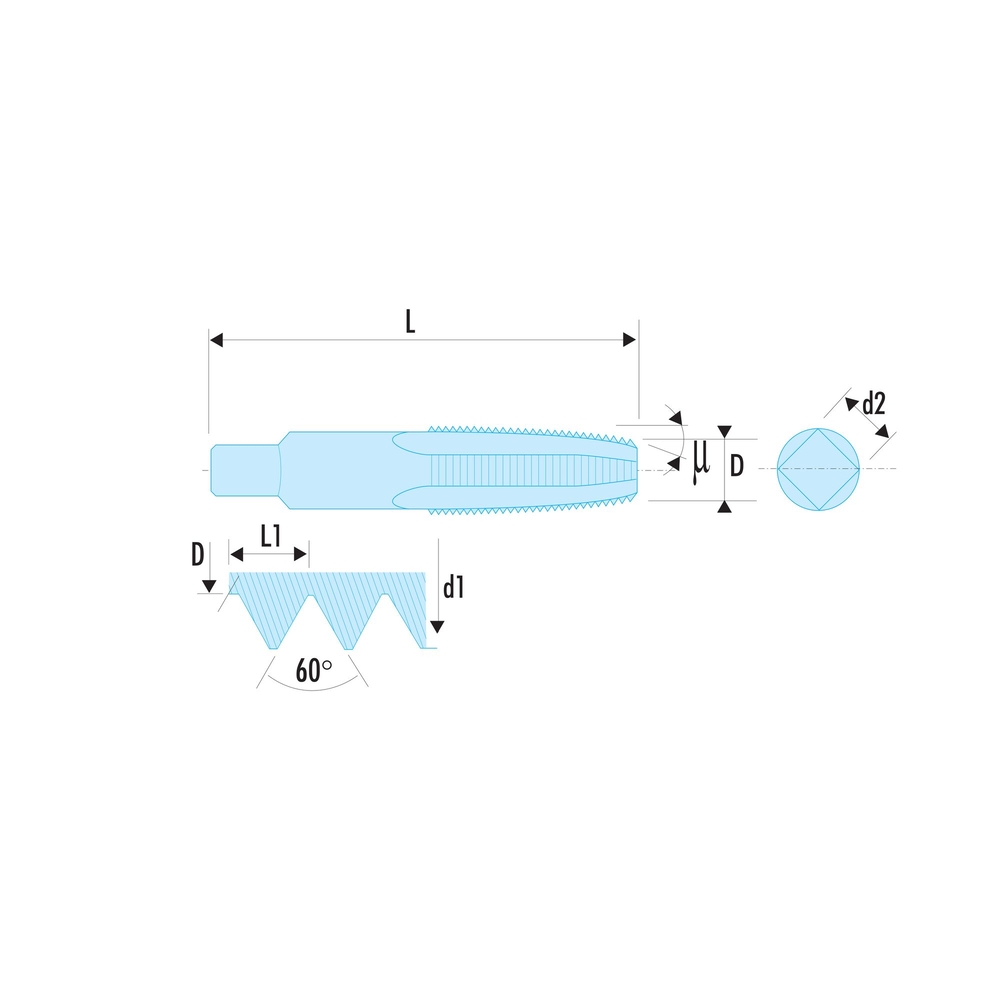 Jeu de 2 tarauds standards M8 x 1,25 mm ébaucheur et finisseur - FACOM - 227.8X125T2