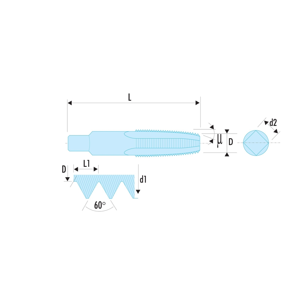Jeu de 3 tarauds standards M8 x 1,25 mm ébaucheur intermédiaire et finisseur - FACOM - 227.8X125T3