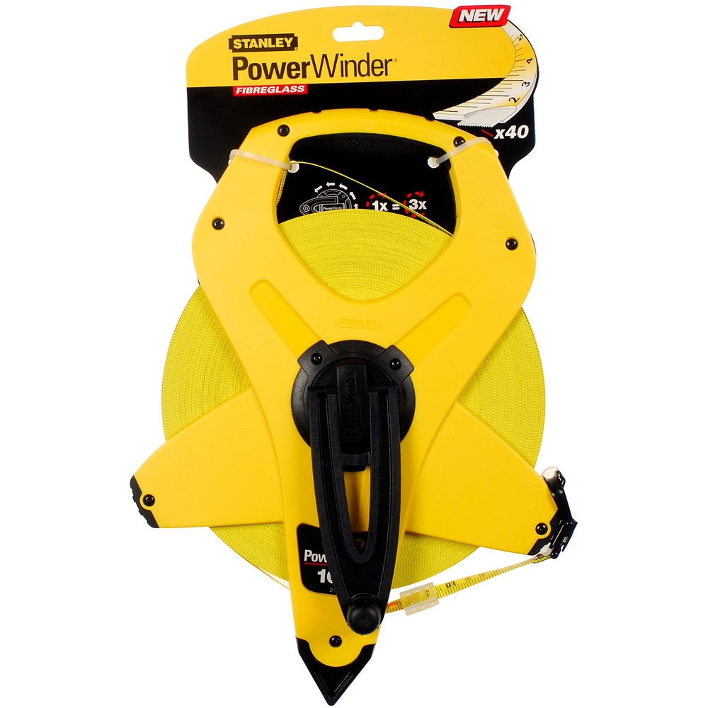Mesure longue 100 m x 12,7 mm ruban fibre de verre Powerwinder - 2-34-777 - STANLEY