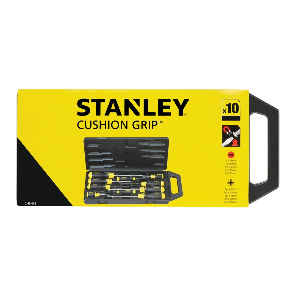 Tournevis Cushion Grip - jeu de 10 pièces - 2-65-005 - STANLEY