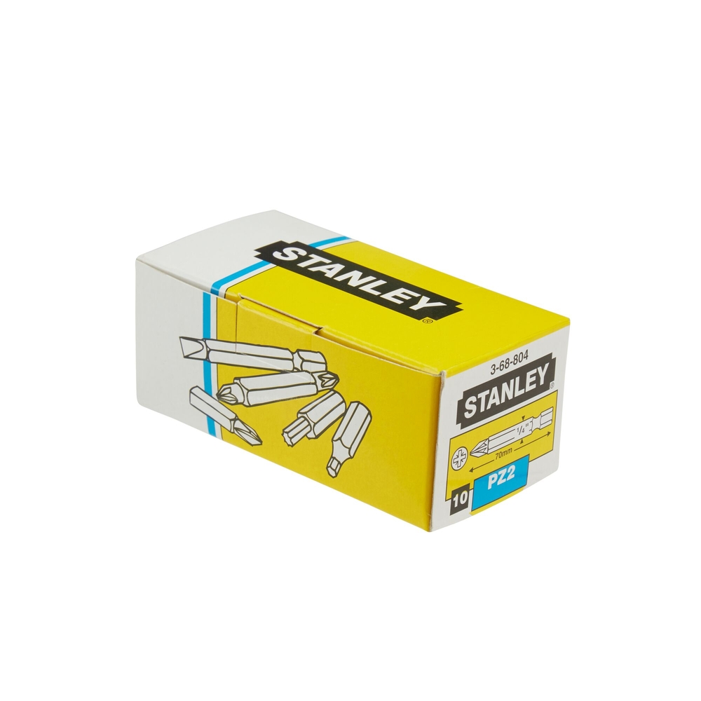 Lames de vissage longues Pozidriv PZ2 70 mm - 10 pièces - 3-68-804 - STANLEY