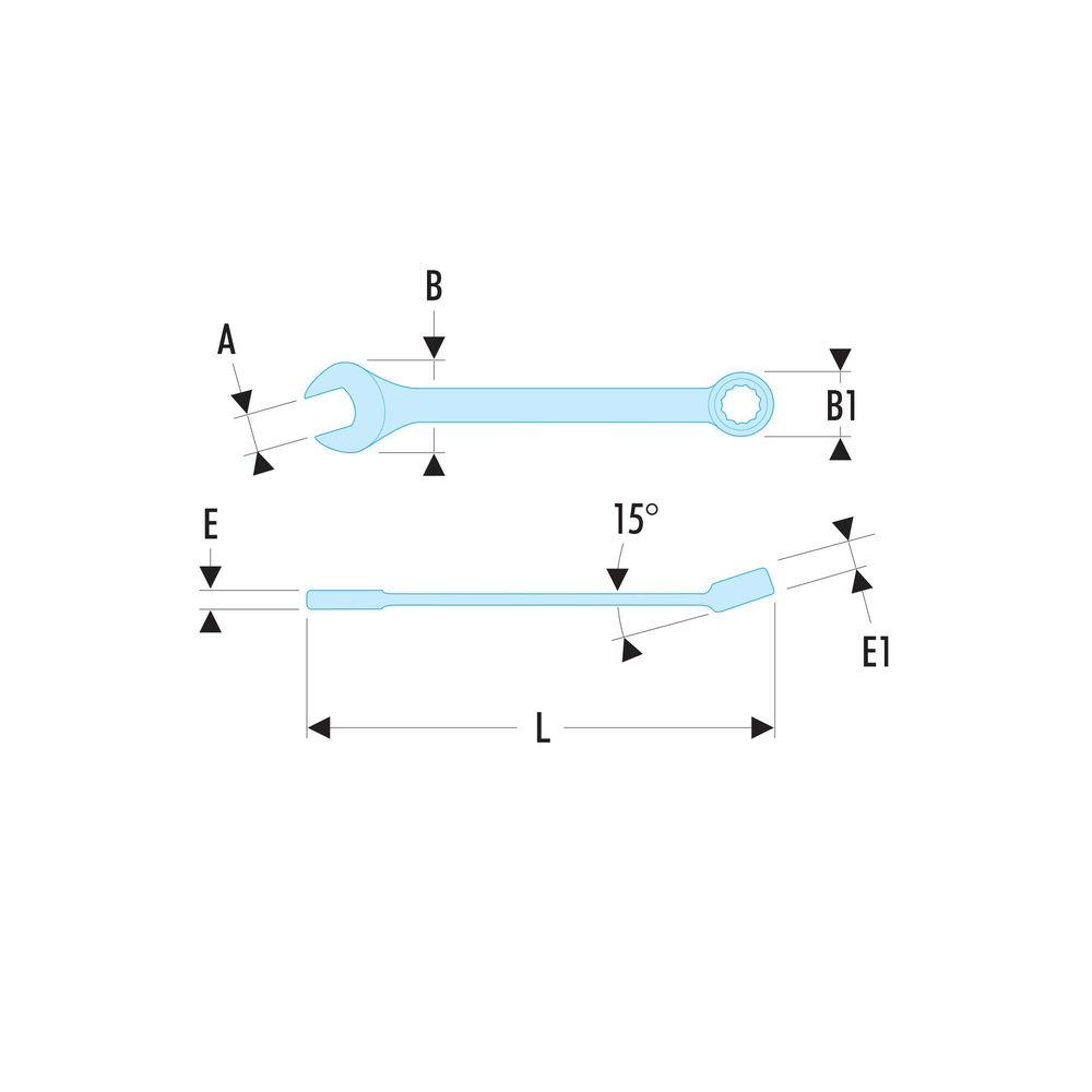 Clé mixte courte 12pans 11/16' - FACOM - 39.11/16