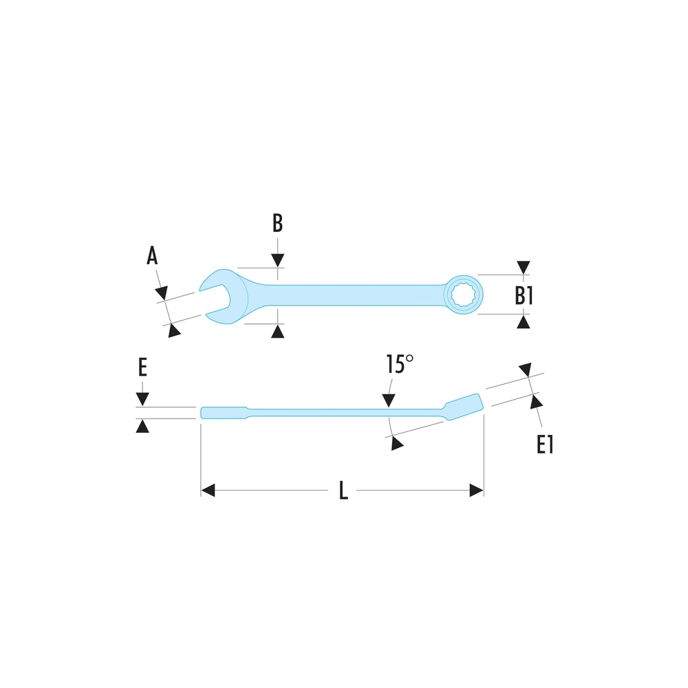 Clé mixte courte 12 pans 1/2' - FACOM - 39.1/2