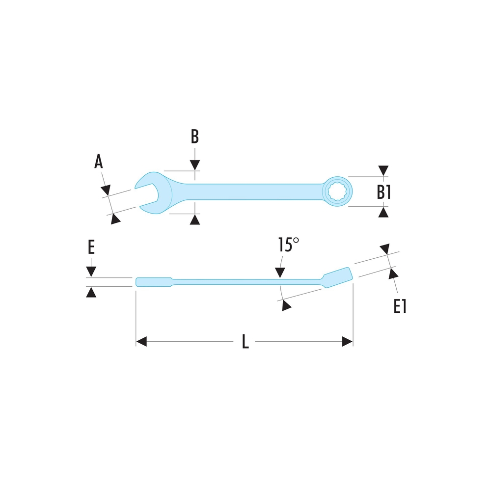 Clé mixte courte 12 pans 1/4' - FACOM - 39.1/4