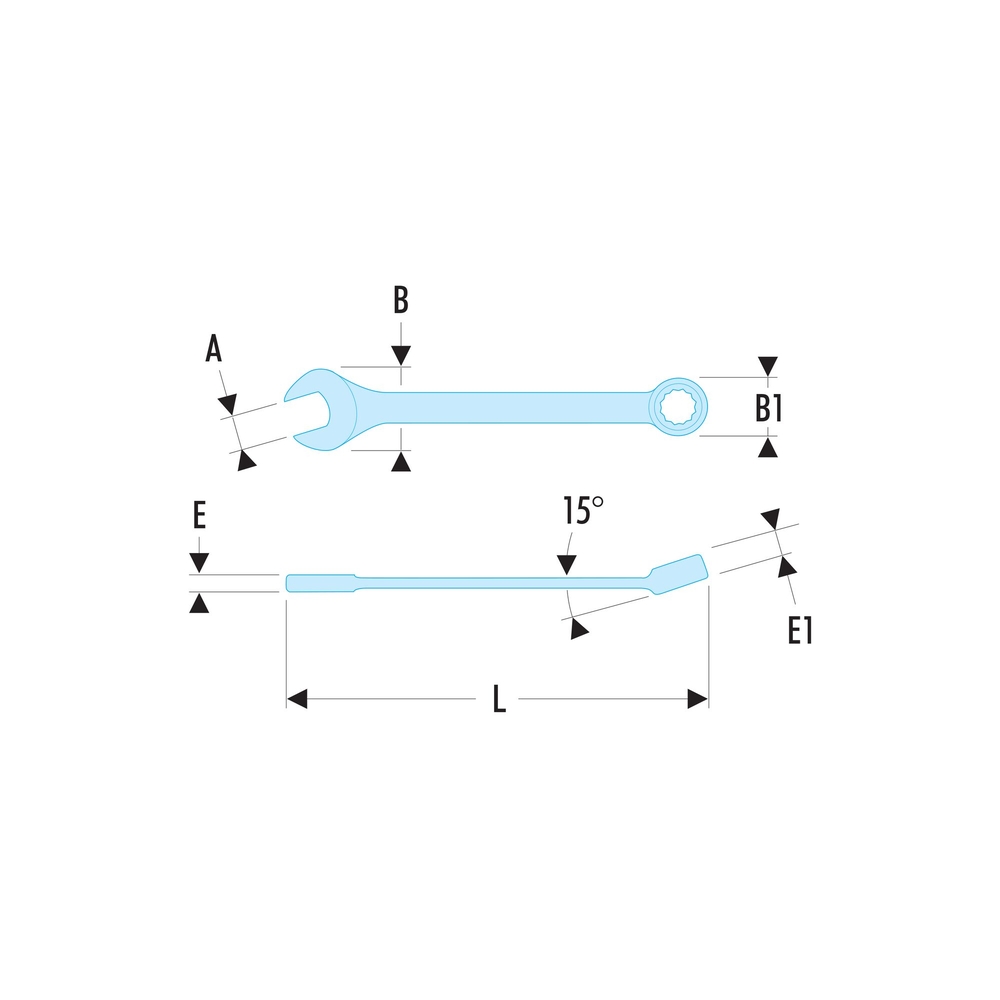 Clé mixte courte 6 pans 3,2 mm - FACOM - 39.3.2H