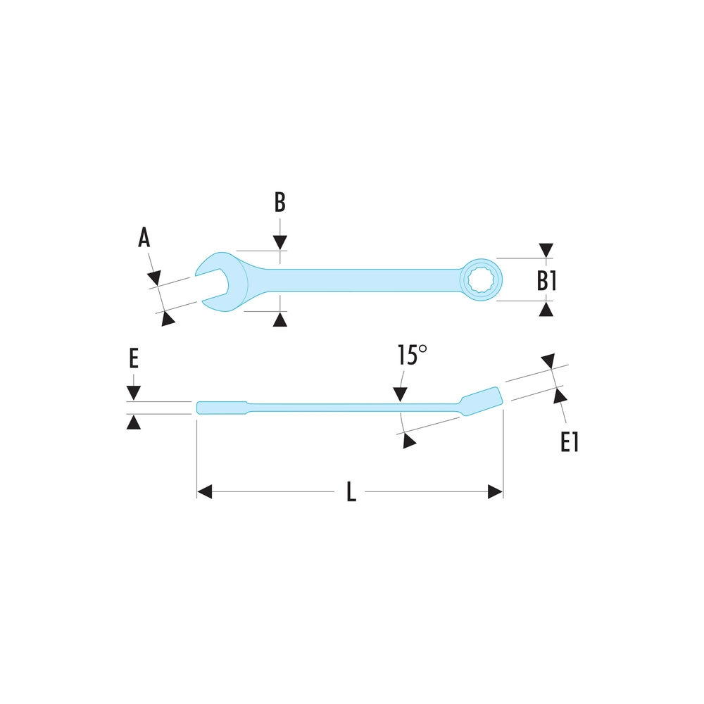 Clé mixte courte 12 pans 3/8' - FACOM - 39.3/8