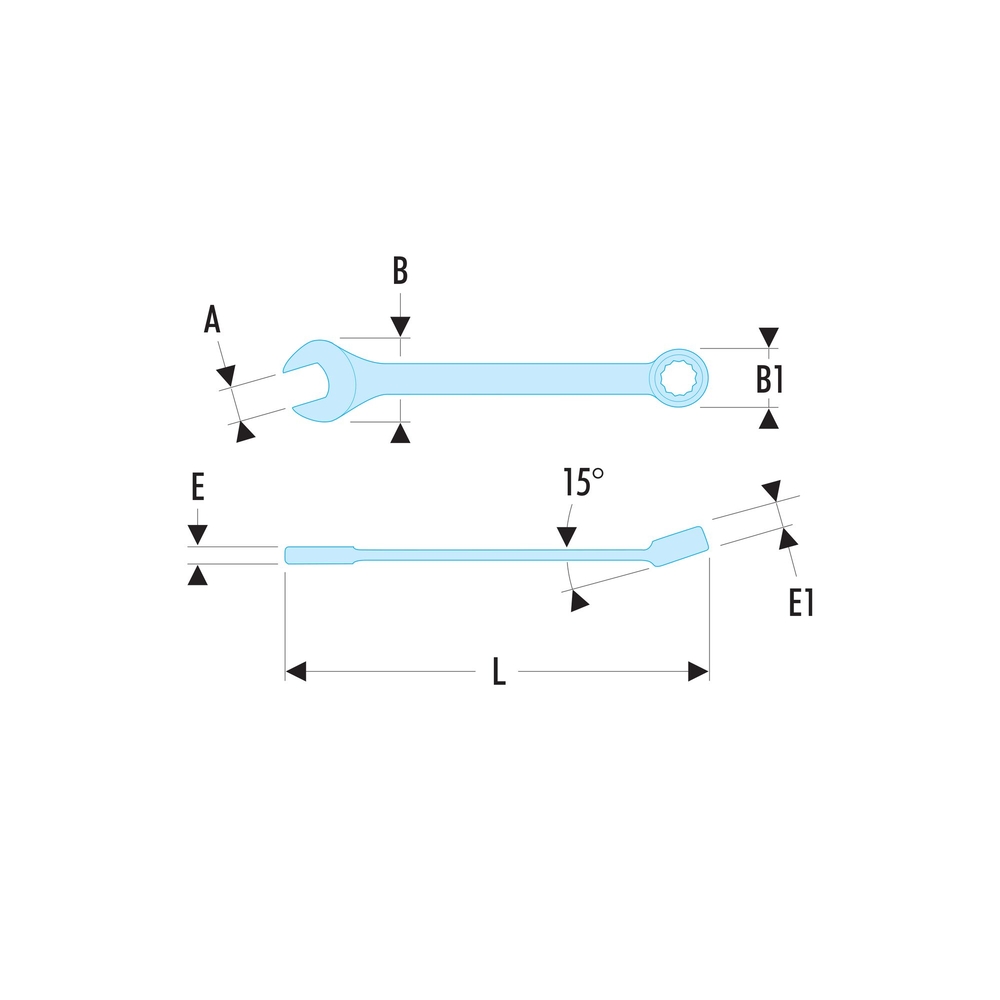 Clé mixte courte 6 pans 4 mm - FACOM - 39.4H