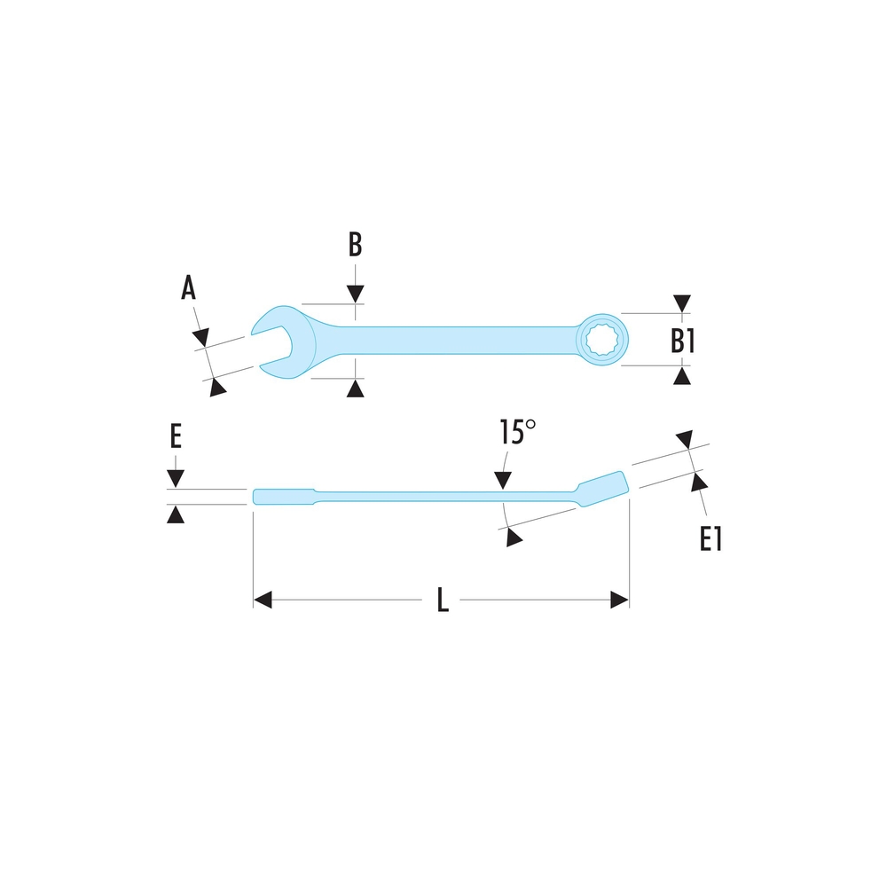 Clé mixte courte 12 pans 5/16' - FACOM - 39.5/16