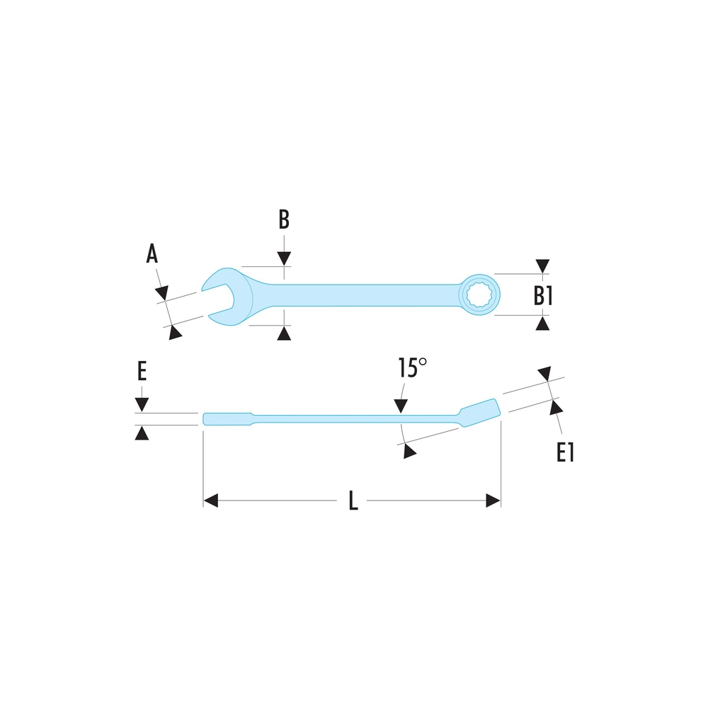 Clé mixte courte 6 pans 5/32' - FACOM - 39.5/32H