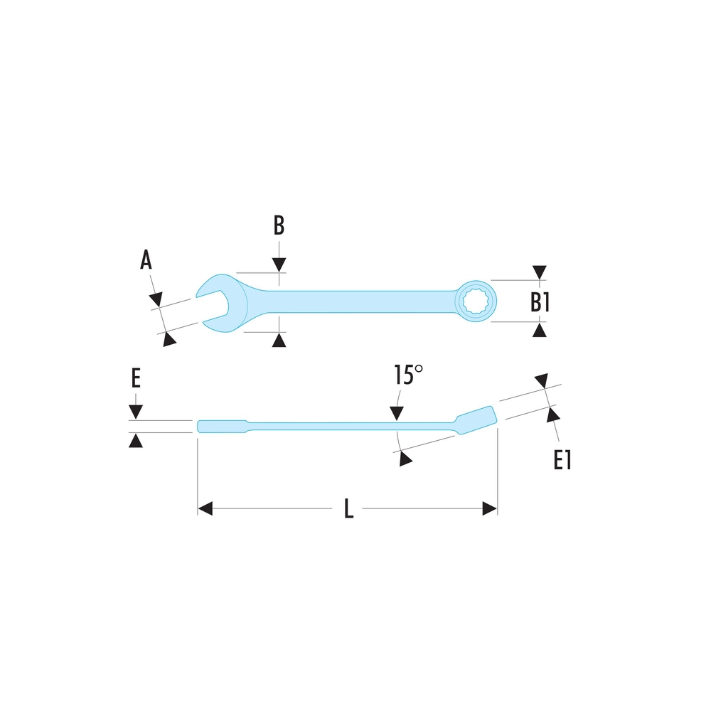 Clé mixte courte 12 pans 7/16' - FACOM - 39.7/16