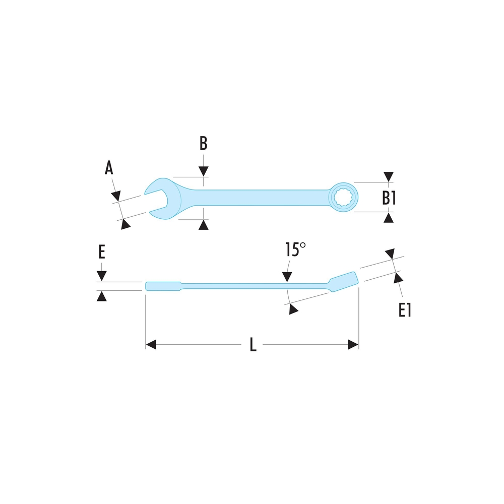 Clé mixte courte 12 pans 9/32' - FACOM - 39.9/32