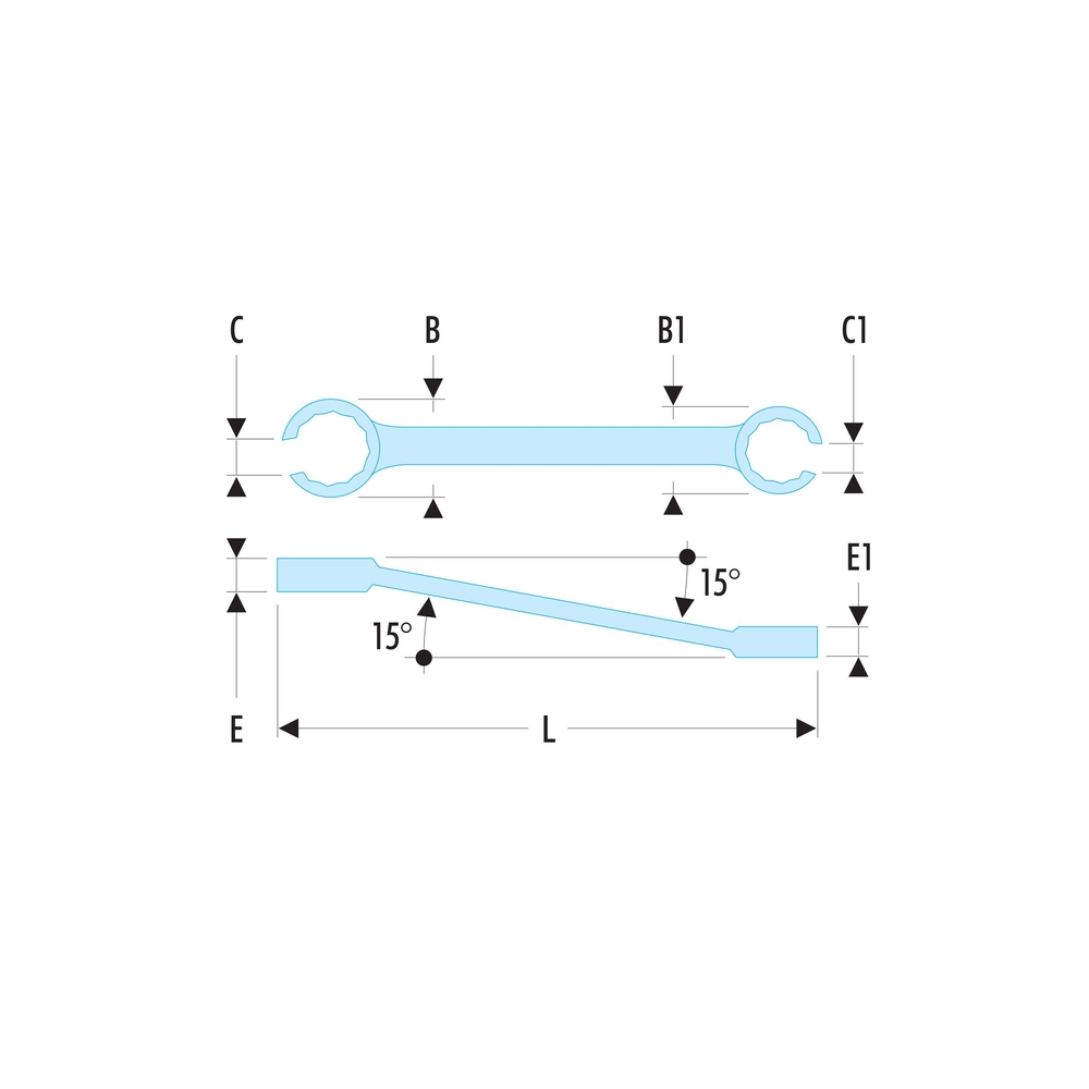 Clé à tuyauter inclinée à 15° métrique - 24 x 27 - FACOM - 42.24X27