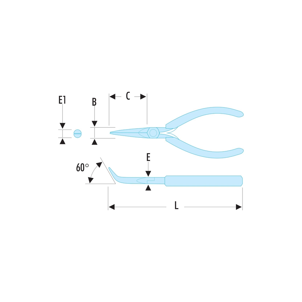 Pince bec mi ronds coude 60° Micro-Tech - FACOM - 423.MT