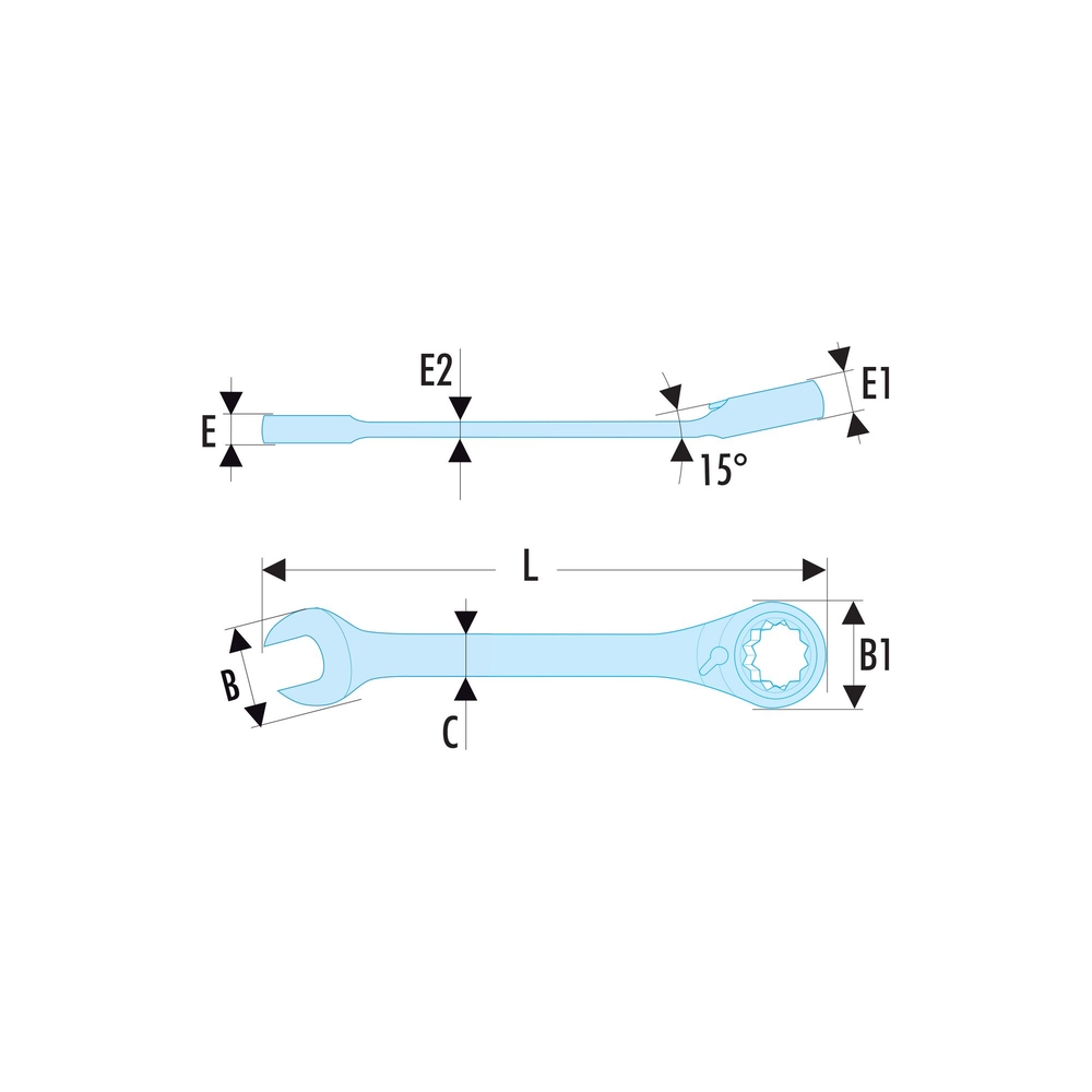 Clé mixte à cliquet en pouces 11/16" - Par 5 - FACOM - 467.11/16