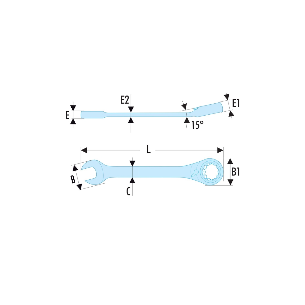 Clé mixte à cliquet en pouces 1/4" - Par 5 - FACOM - 467.1/4
