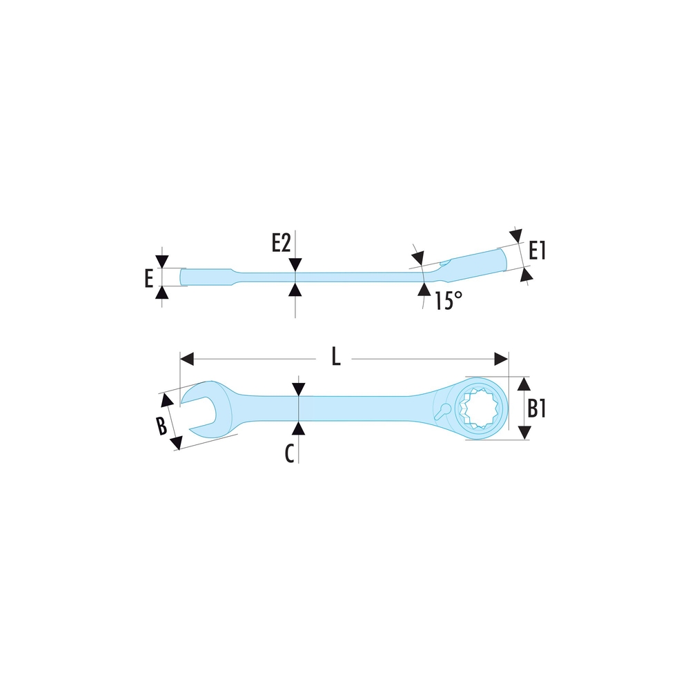 Clé mixte à cliquet en pouces 15/16