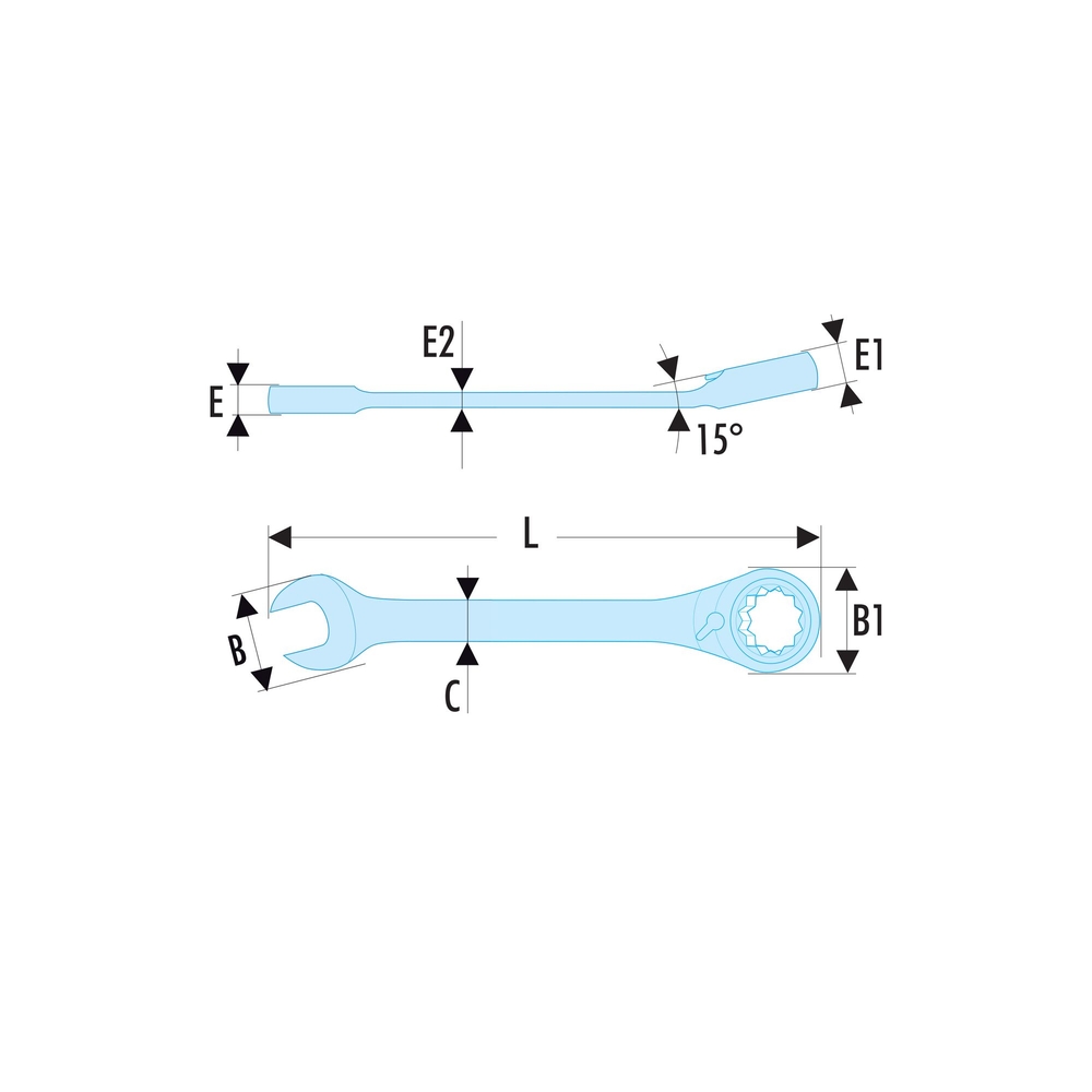 Clé mixte à cliquet 15mm SLS - FACOM - 467.15SLS
