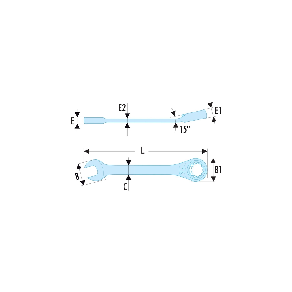 Clé mixte à cliquet en pouces 3/4