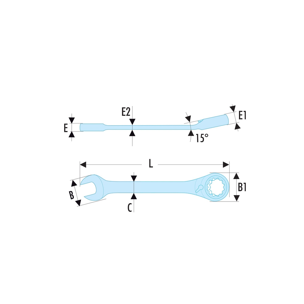 Clé mixte à cliquet en pouces 3/8