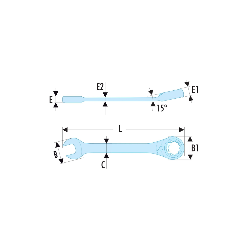 Clé mixte à cliquet en pouces 7/16
