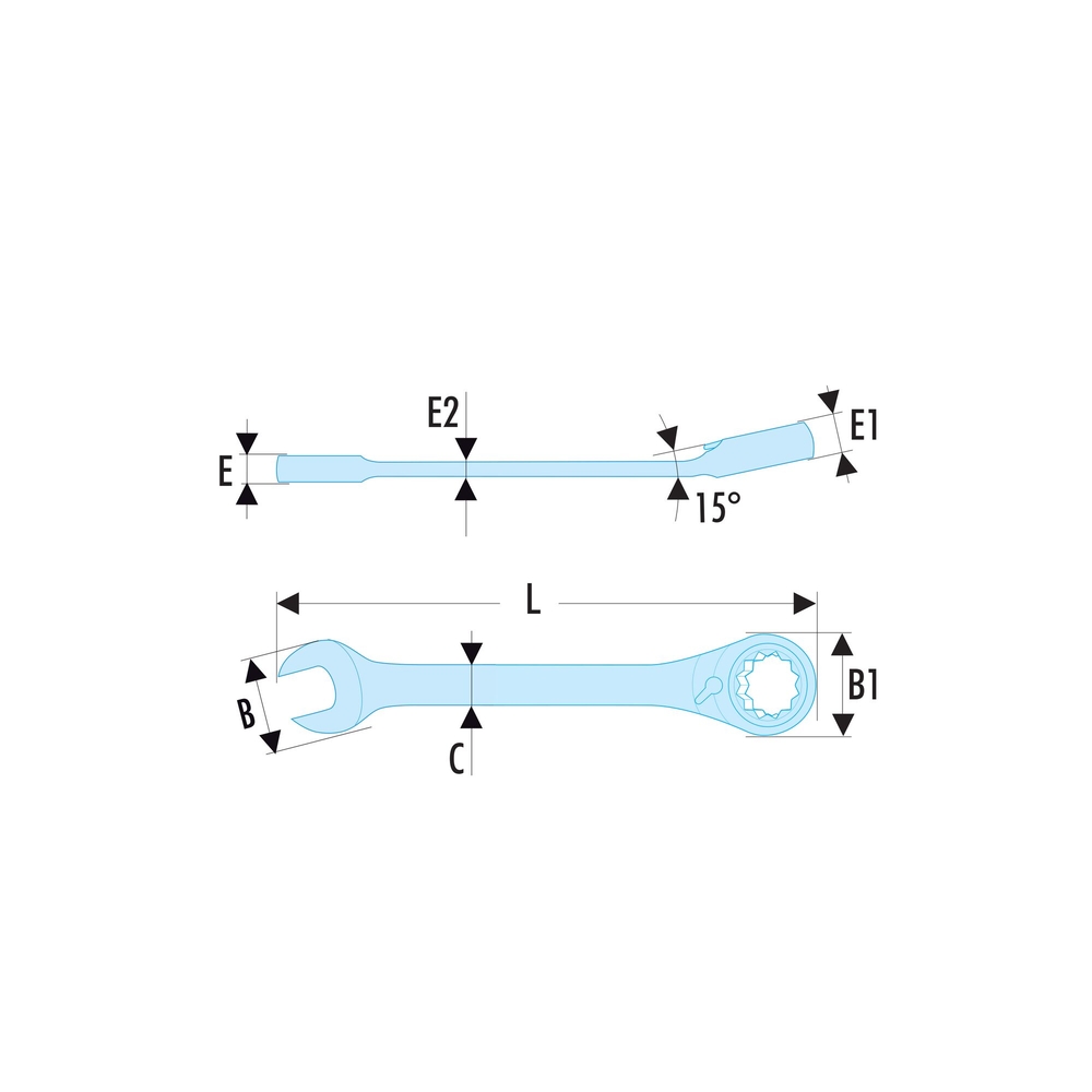Clé mixte à cliquet en pouces 7/8