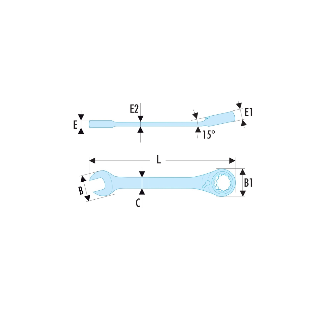 Clé mixte à cliquet en pouces 9/16