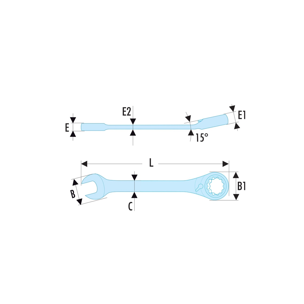 Clé mixte à cliquet métrique 11mm - Par 5 - FACOM - 467B.11
