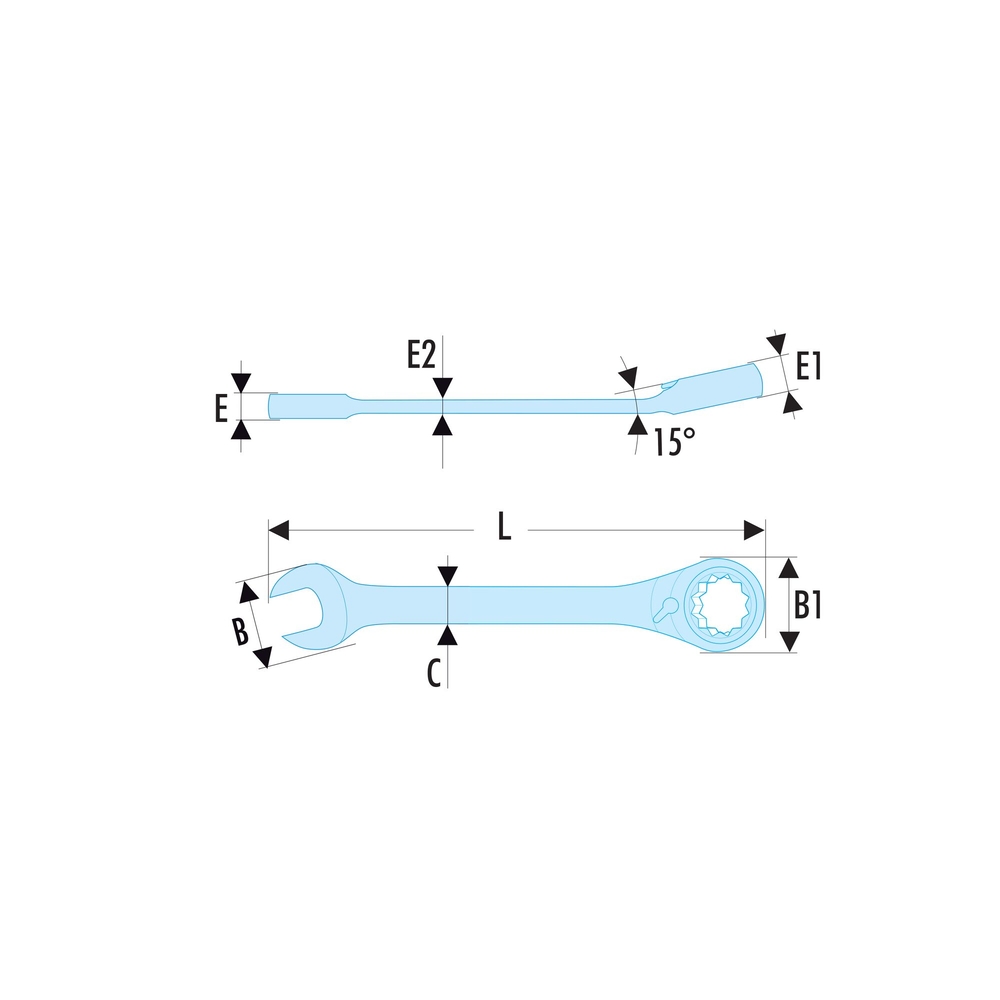 Clé mixte à cliquet métrique 12 mm - Par 5 - FACOM - 467B.12