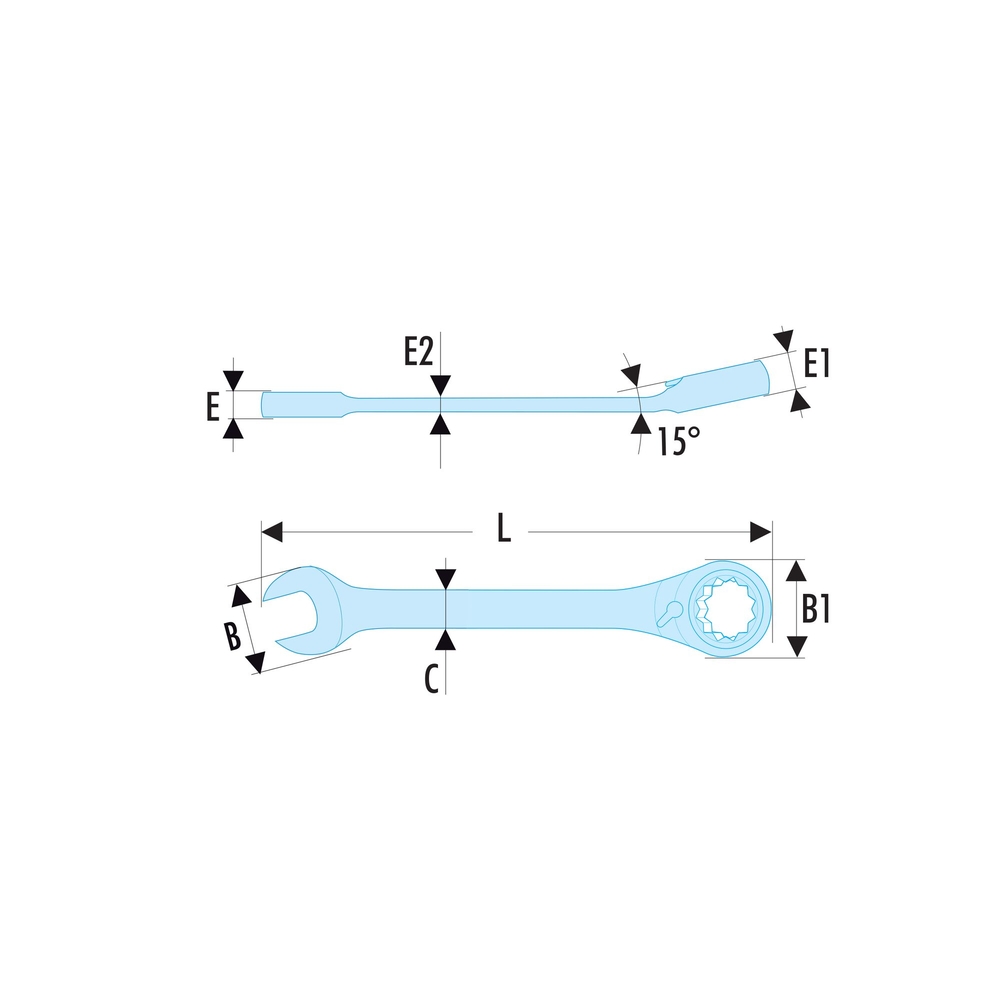 Clé mixte à cliquet métrique 13 mm - Par 5 - FACOM - 467B.13