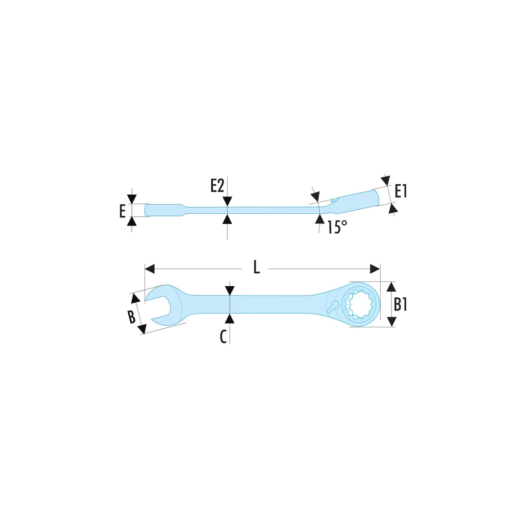 Clé mixte à cliquet métrique 22 mm - Par 5 - FACOM - 467B.22
