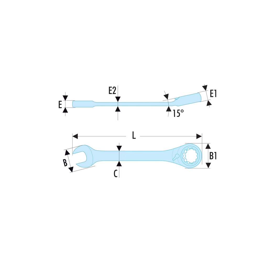 Clé mixte à cliquet métrique 32 mm - Par 5 - FACOM - 467B.32