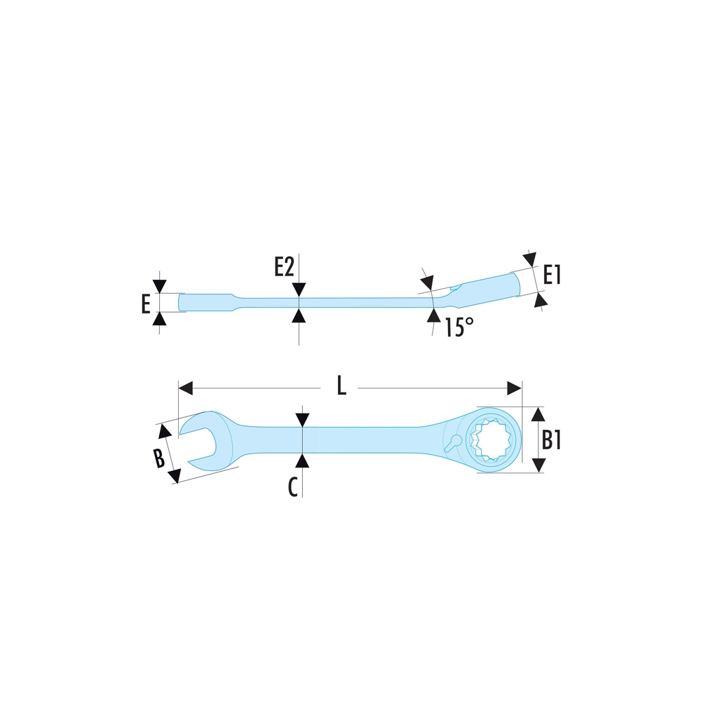 Clé mixte à cliquet 6 mm - Par 5 - FACOM - 467B.6
