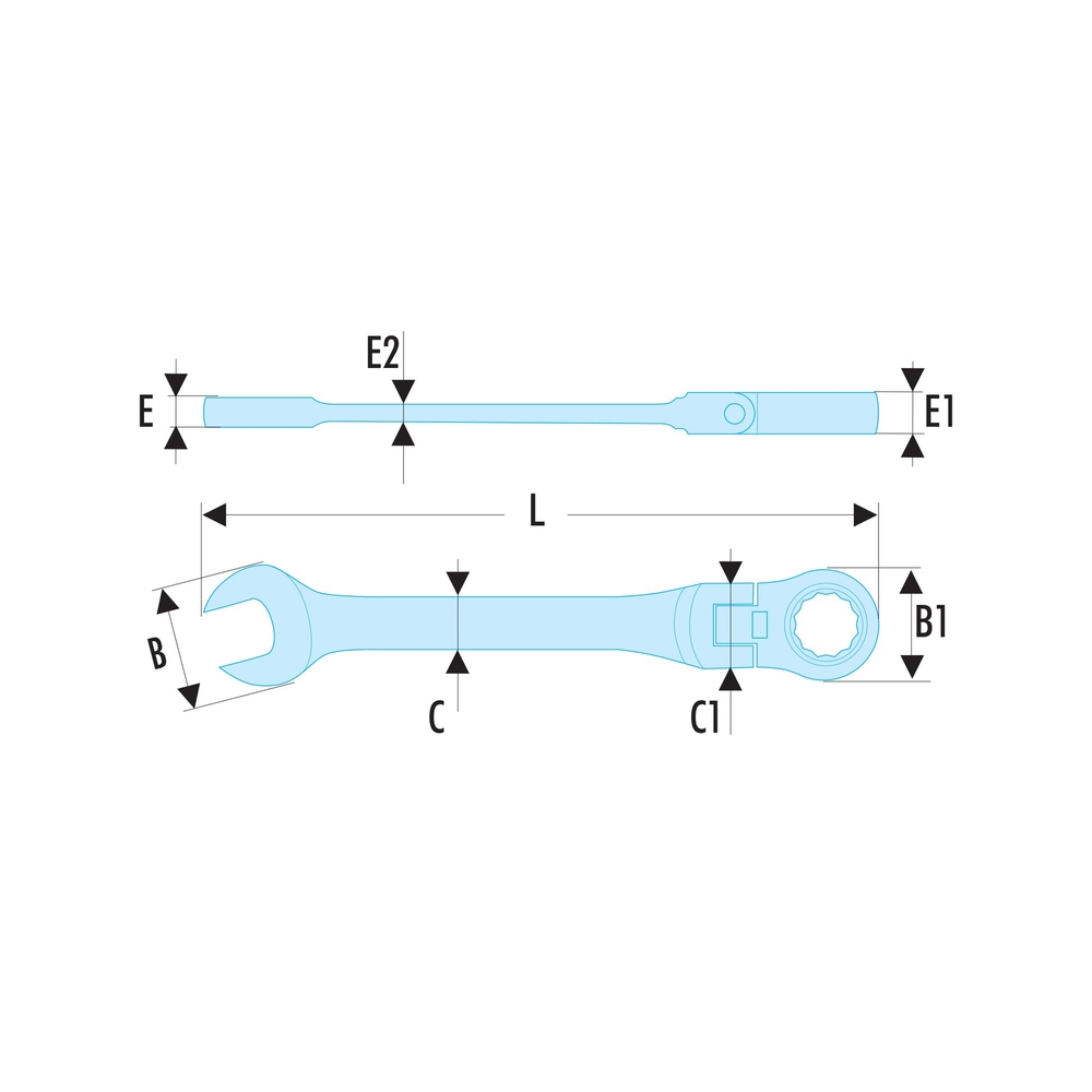 Clé mixte à cliquet articulée métrique 11 mm - Par 5 - FACOM - 467BF.11
