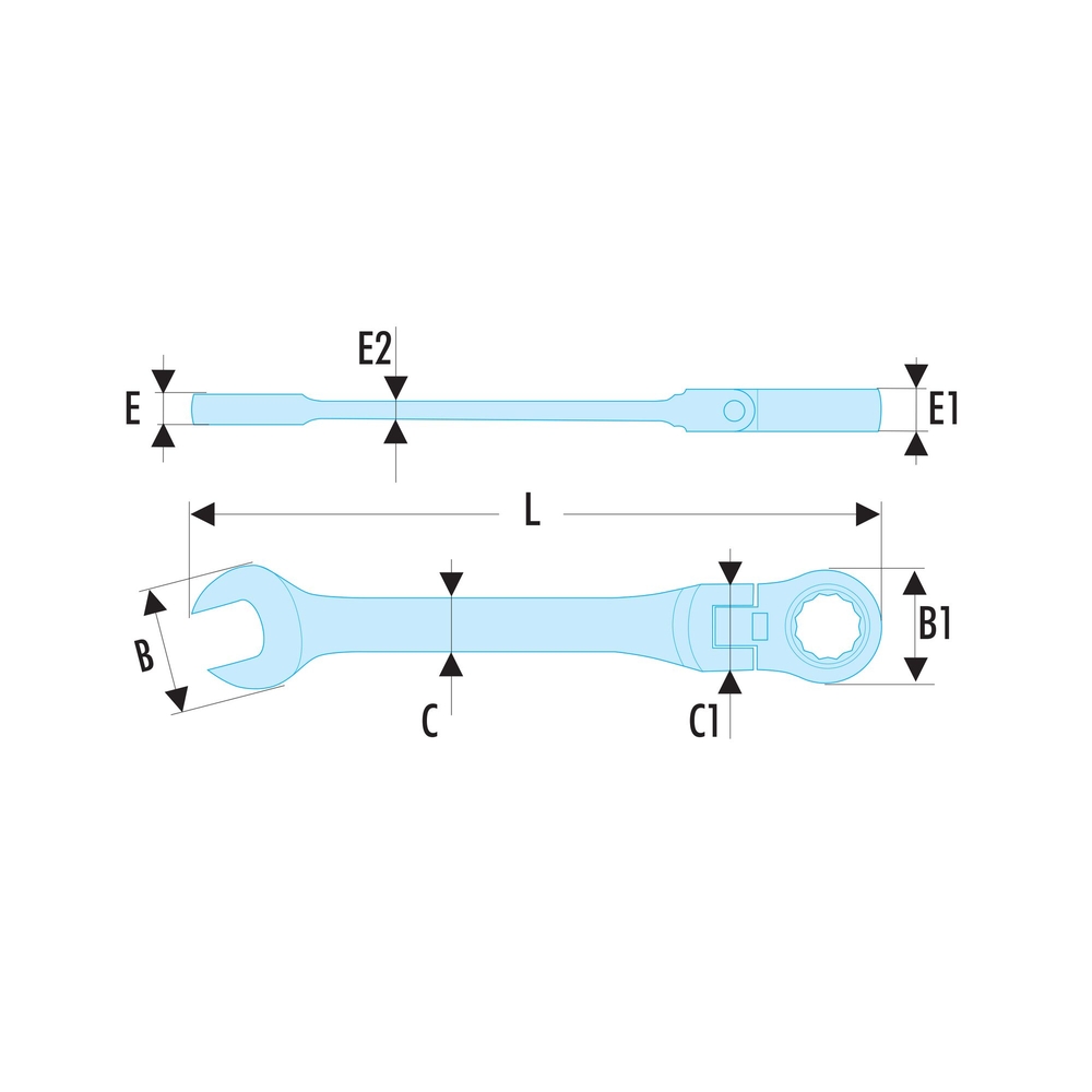 Clé mixte à cliquet articulée métrique 17 mm - Par 5 - FACOM - 467BF.17