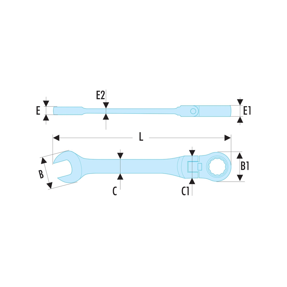 Clé mixte à cliquet articulée métrique 8 mm - Par 5 - FACOM - 467BF.8