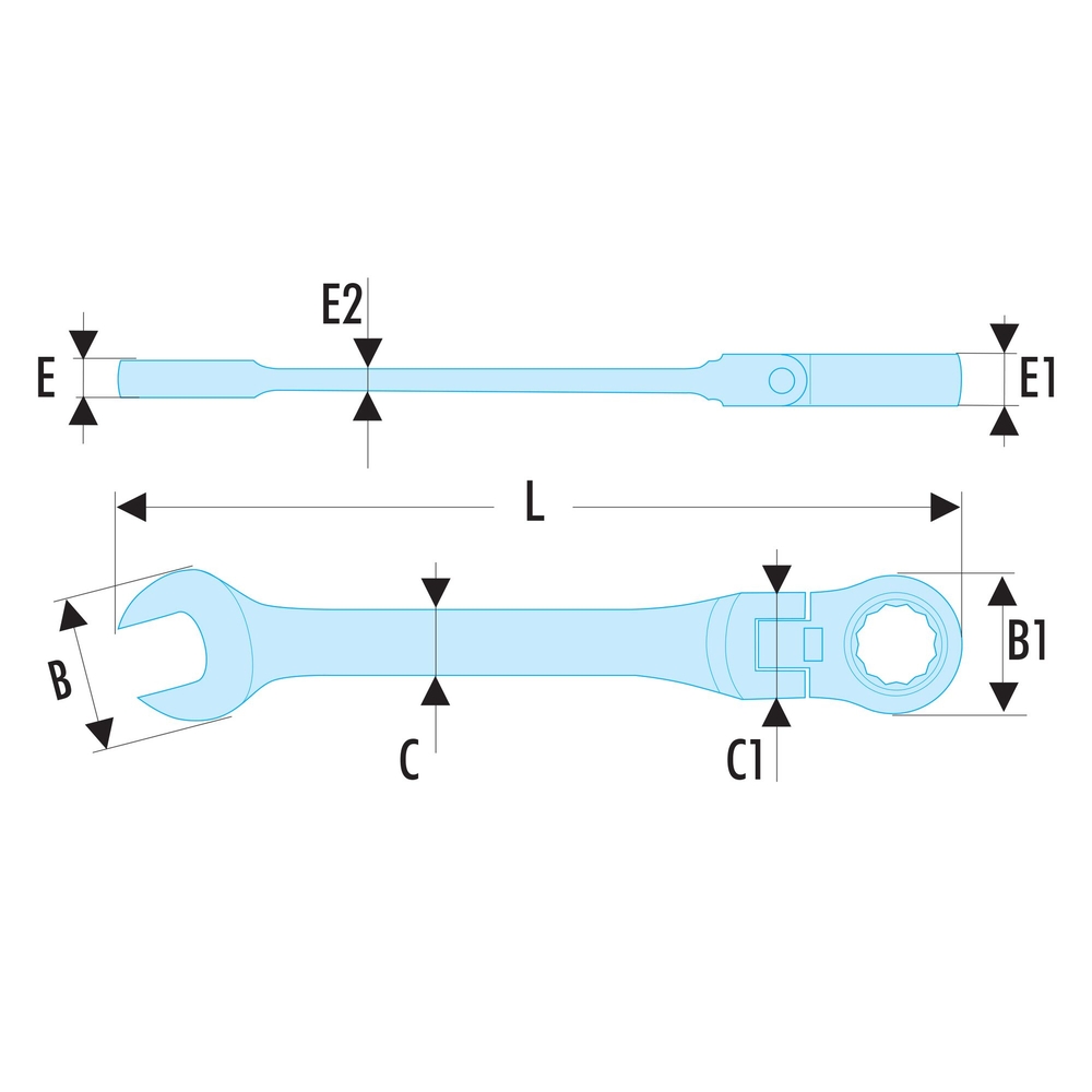 Clé mixte à cliquet flexible 9 mm - Par 5 - FACOM - 467BF.9