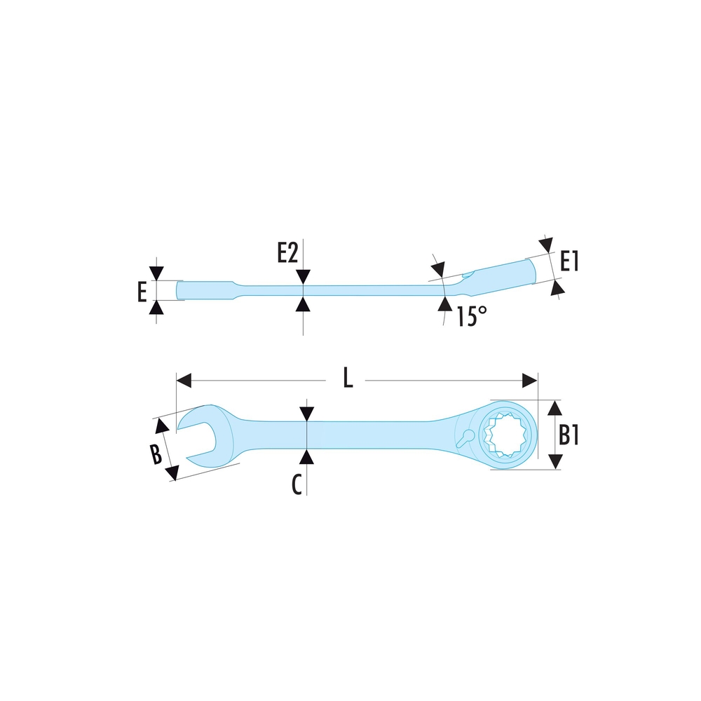 Clé mixte à cliquet courte 10 mm - Par 5 - FACOM - 467BS.10