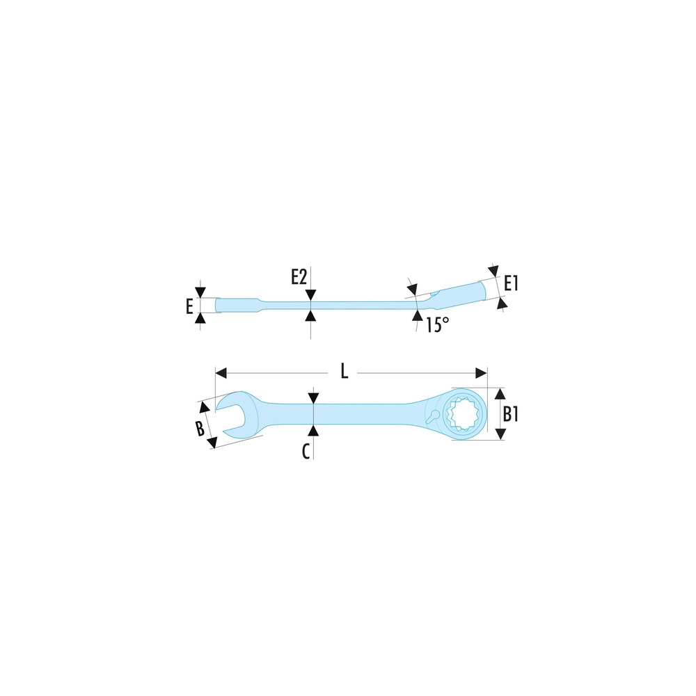 Clé mixte à cliquet courte 12 mm - Par 5 - FACOM - 467BS.12