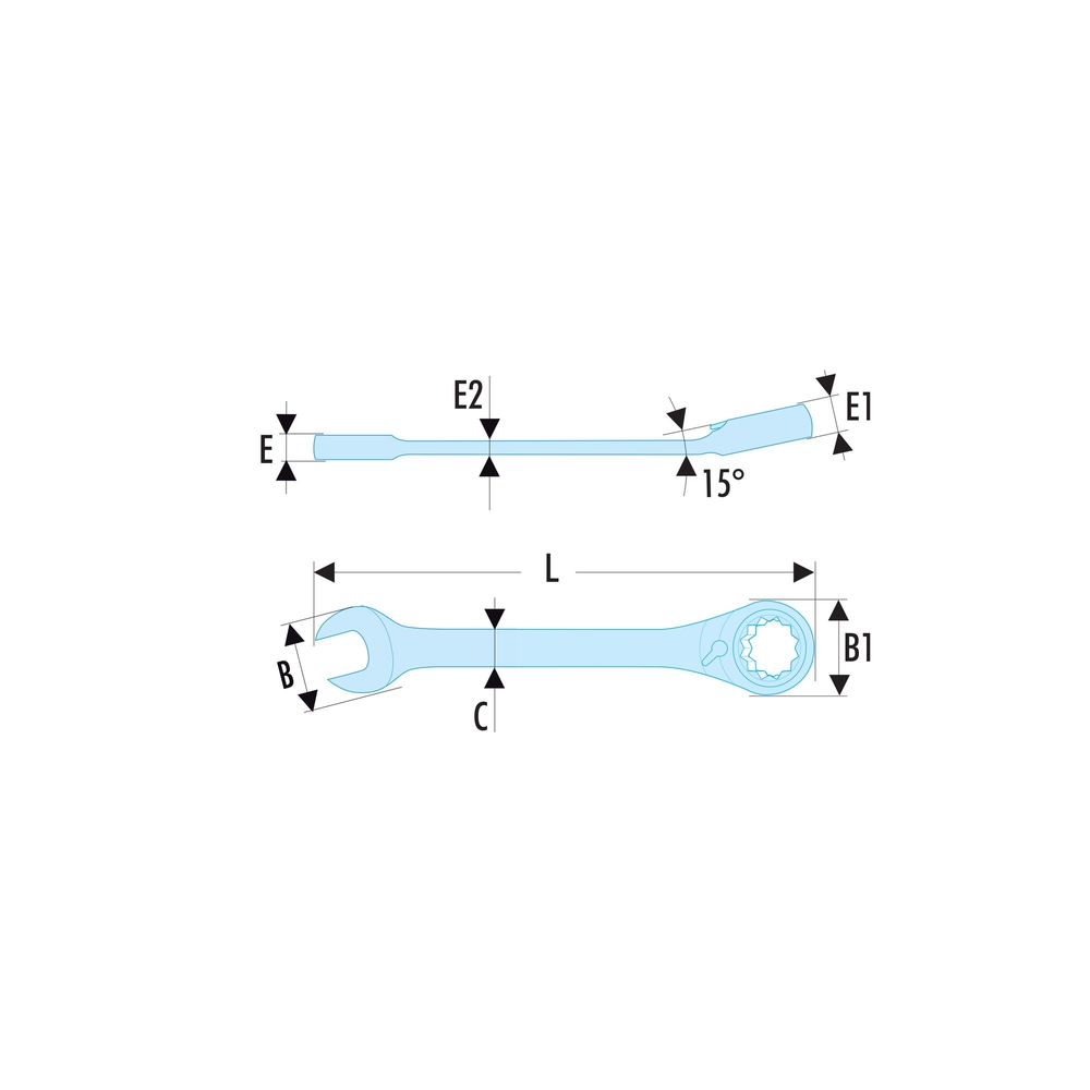 Clé mixte à cliquet courte 13 mm - Par 5 - FACOM - 467BS.13