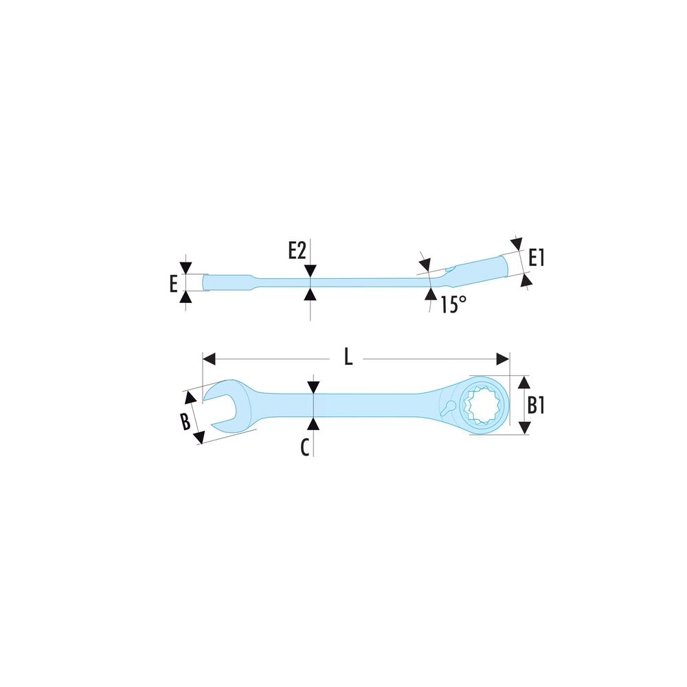 Clé mixte à cliquet courte 14 mm - Par 5 - FACOM - 467BS.14